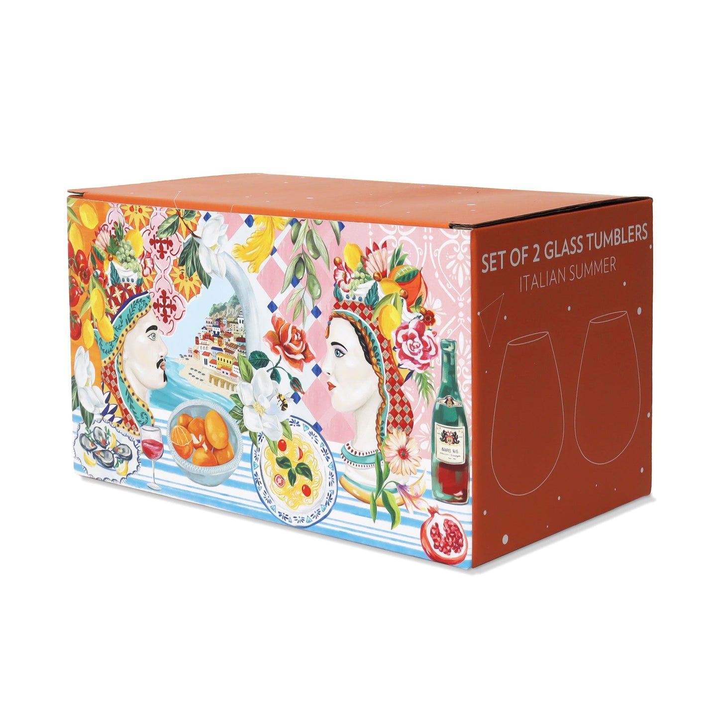 Glass Tumbler Large Italian Summer (Set of 2 glasses)