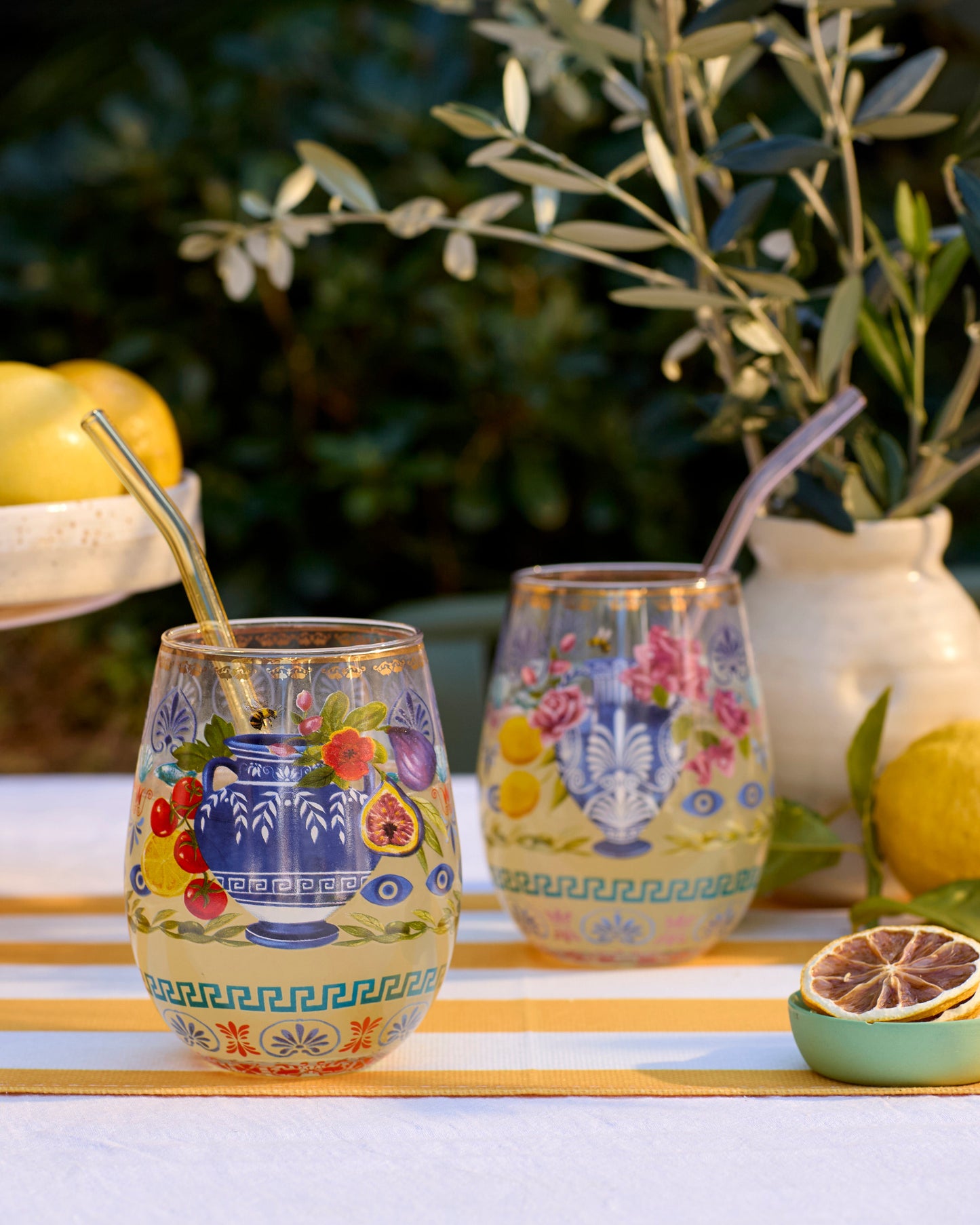 Glass Tumbler Set Mediterranean Summer (Set of 2 glasses)